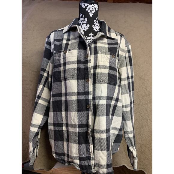 XL Plaited Black And White Old Navy Flannel Western Farm Outgoing Men’s Shirt - Picture 1 of 4